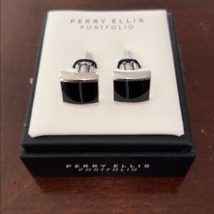 Perry Ellis Polished Silver Cufflinks